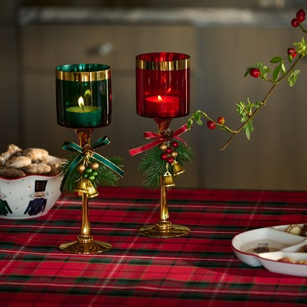 bożonarodzeniowe świeczniki szklane