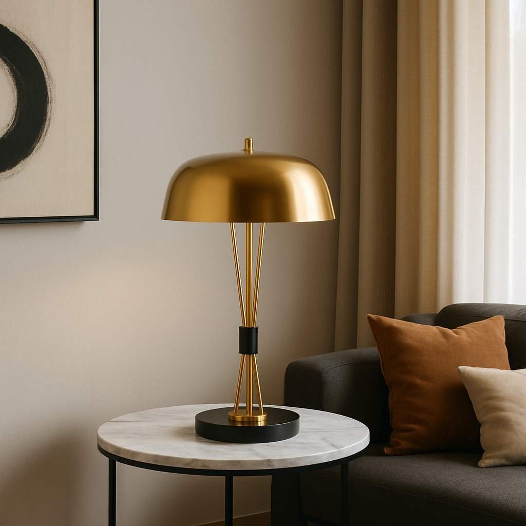 lampa metalowa w kolorze miedzianym - jak wybrać idealną lampę stołową