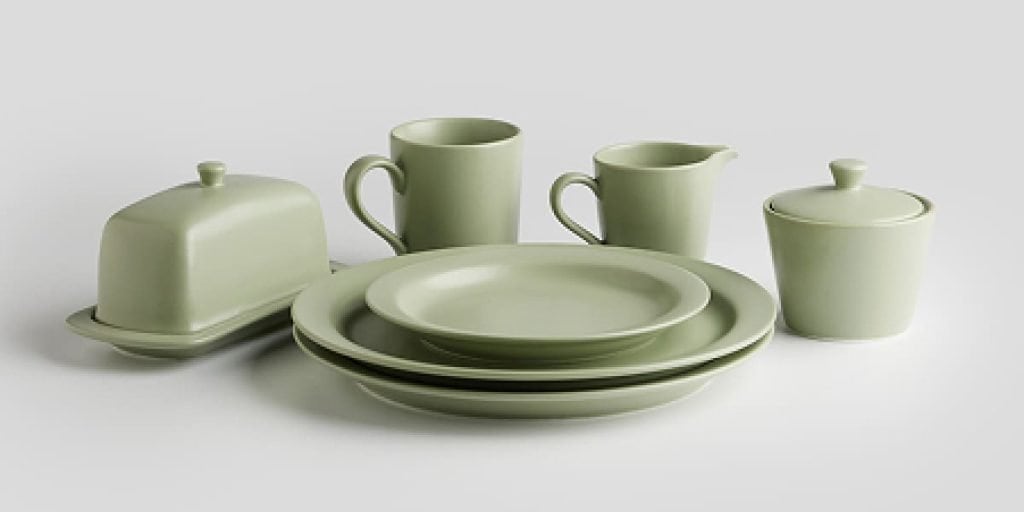 komplet-zastawy-sniadaniowy-zielony codzienna zastawa stołowa w kolorze zielonym