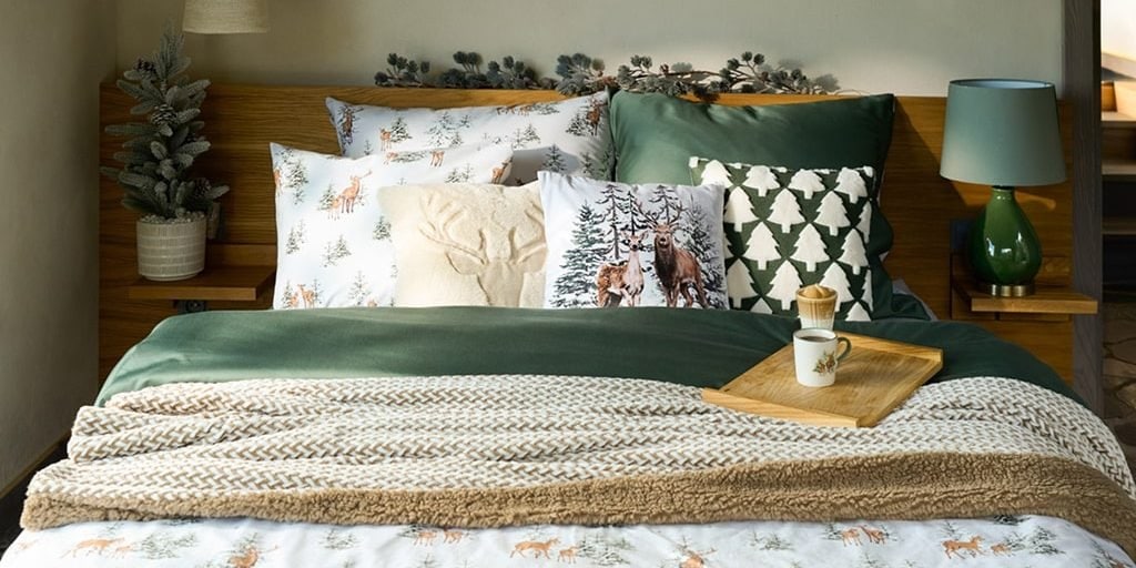 Pościel świąteczna i poszewki w stylu skandynawskim - tekstylia świąteczne